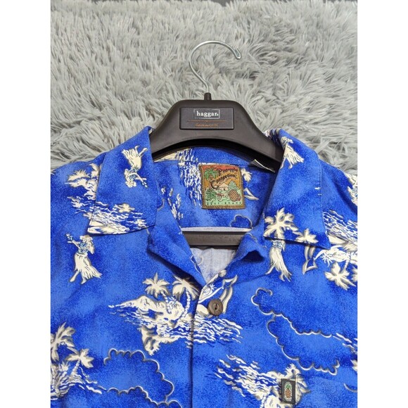 Pineapple Connection Hawaiian Shirt Mens Size XL XLarge Blue Hula Girl Palms - Picture 4 of 10
